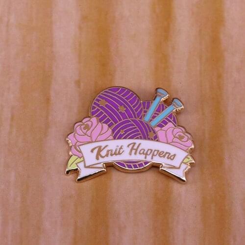 Pastel Knit Happens Pin Brooch Yarn Crochet Badge Fashion Jewelry Accesory Decor