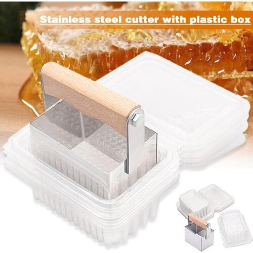 Beekeeping Honey Cutter Honeycomb Opener Beekeeping Tools Wooden Handle Food Grade Stainless Steel Cutter With Plastic Box