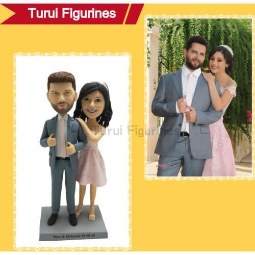Custom bobblehead from photo lovers gift figurines inexpensive custom bobble head dolls head to toe 100% handmade sculpture