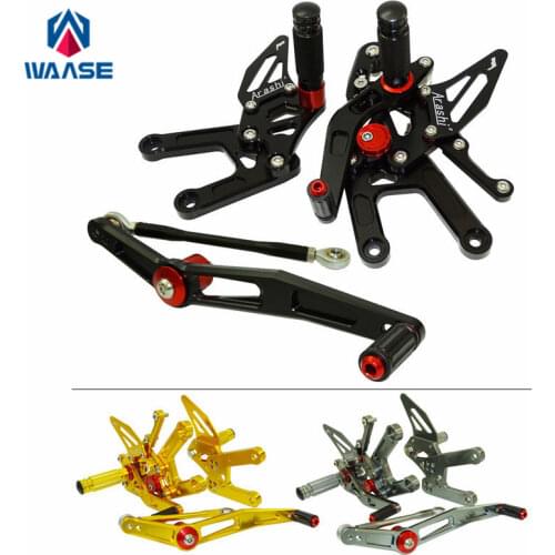 Waase YZF-R6 CNC Aluminum Rider Adjustable Racing Rearset Rear Sets Footrests Foot Rest Pegs For Yamaha YZF R6 2017 2018