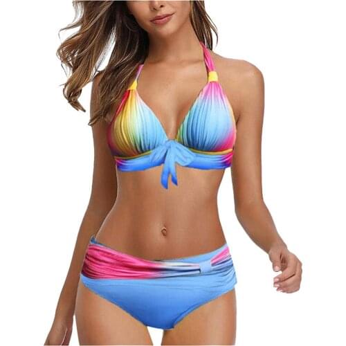Sexy Bikini 2021 Tie Dye Swimsuit Women halter Swimwear Push Up Bikini Set Biquini Brazilian Summer Beach Wear Bathing Suit #G3
