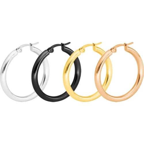 Asjerlya Gold Color Circle Creole Earrings, Stainless Steel Big Round Wives Hoop Ear-Rings Gifts for Women Jewelry Dropshipping