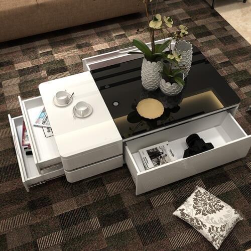 Modern minimalist coffee table TV cabinet combination set living room tempered glass paint coffee table floor cabinet