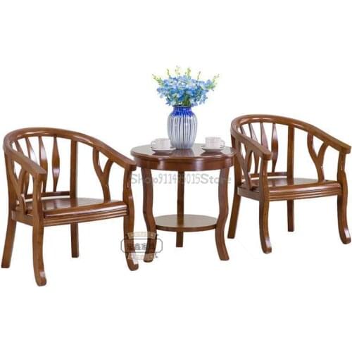 Hotel Hotel Solid Wood Enclosure Chair Coffee Table New Chinese Single Balcony Leisure Bedroom Guest Room Negotiation Chair