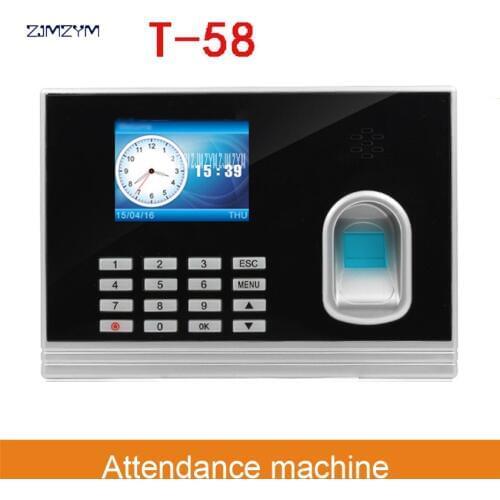 T-58 biometric fingerprint U disk time clock office attendance recorder timing employee machine reader 0.8 s Reaction time 9V