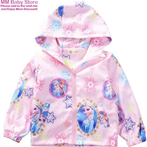 Spring Autumn Baby Girls Cartoon Frozen Elsa Anna Jacket Coats Clothes Kids Fashion Windbreaker Tops Children Girls Outerwear