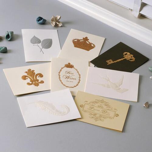 Vintage Crown,Dove,Key,Feather,Butterfly,Thank You Cards Exquisite Embossed Business Greeting Cards