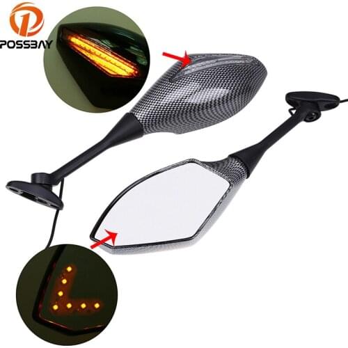 POSSBAY LEDS Arrow Turn Signal Integrated Rearview Mirror For Honda CBR600RR 2003-2008 CBR1000RR 2004-2008 Motorcycle Mirrors