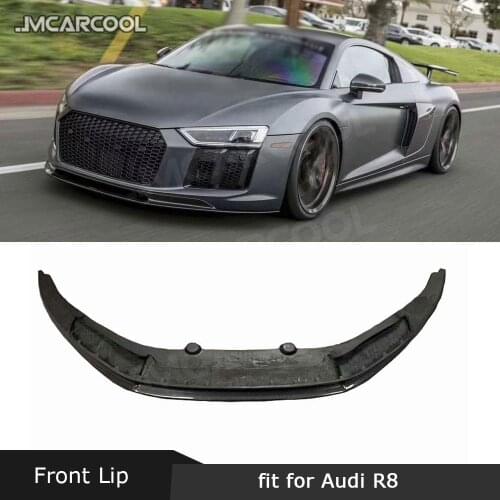Dry Carbon Fiber / FRP Front Bumper Lip Spoiler Splitters For Audi R8 V8 V10 2017-2020 Bumper Chin Shovel Apron Car Styling