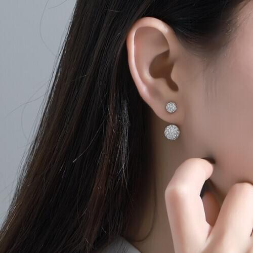 Stud Earrings Women 925 Sterling Pattern Spherical Mosaic Zirconia Exquisite Temperament Party Fashion Jewelry E087
