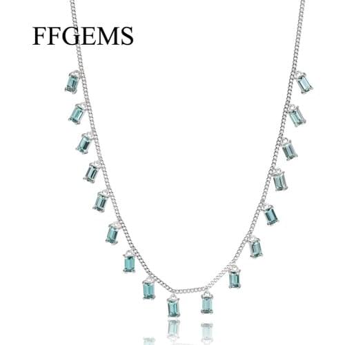 FFGems Sterling Silver 925 Necklace Choker Luxury Green Amethyst Emerald Diamond White Gold Women Fine Jewelry Party Gift