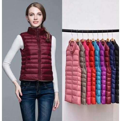 Duck Down Vest Women Outerwear Ultra Light Jacket Women 2020 Sleeveless Ultra Thin Down Jacket Female Womens Warm Vest Winter