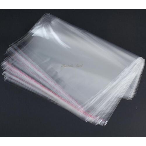 100pcs/lot-26*35cm+3cm clear opp self-adhesive bags for magazines, newspapers, photos, CDs, bread, popcorn, nuts storage bag