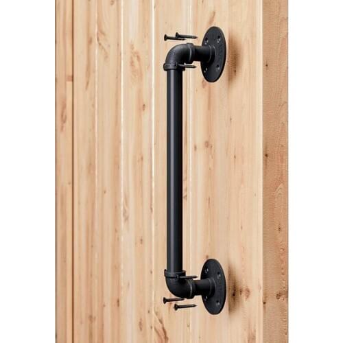 15 Inch Pipe Industrial Style Black Barn Door Handle for Sliding Barn Door Gates Garages Sheds Furniture
