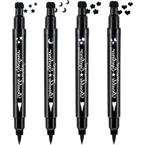 2 In1 Seal Eyeliner Stamp Liquid Eyeliner Pencil Waterproof Quick-Dry Moon Star Heart Stamps Eye Liner Makeup Maquillaje TSLM1