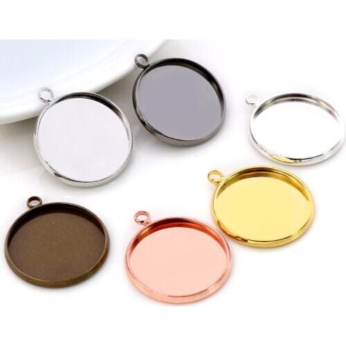 10pcs 20mm Inner Size 6 Colors Plated Classic Style Brass Metal Cabochon Base Setting Charms Pendant