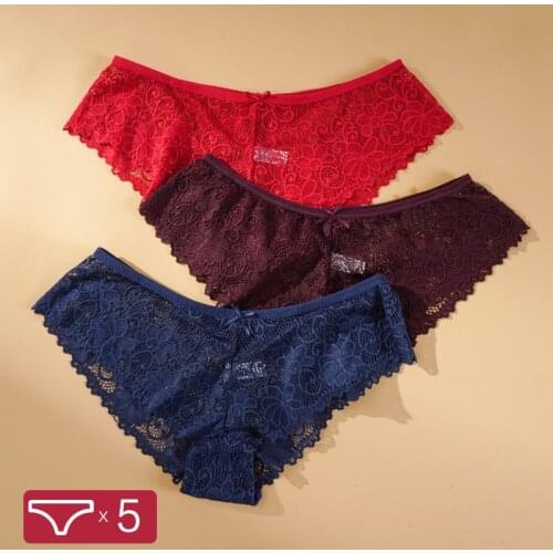 5Pcs/Sexy Lace Panties Women Fashion Cozy Lingerie Tempting Briefs High Quality Womens Underpant Low Waist Intimates Underwear