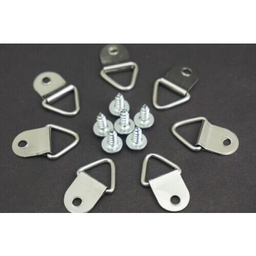 50 PCS/Lot Wholesale universal Strong Golden D Rings Decor Picture Frames Hanger Hooks Hanging Triangle & 100 Screws