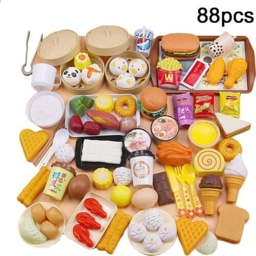56/58/88Pcs/set Children Simulation Steamer Burger Set Meal Food Kitchenware Kit