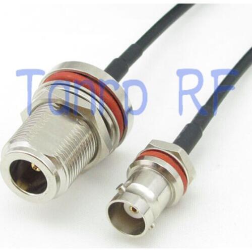 8in mini BNC female to N female both nut bulkhead RF connector adapter 20CM Pigtail coaxial jumper cable RG174 extension cord