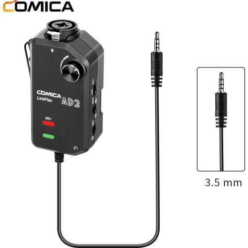 Comica AD2 6.35mm/XLR to 3.5mm Audio Microphone Preamp adapter for iPhone iPad Android Phone DSLR Canon Nikon Cameras and Guitar