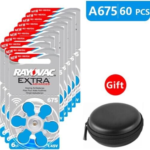 Hearing Aid Batteries Size 675 za Rayovac Extra Advanced,Pack of 60,Blue Tab PR44 1.45V Type A675 Zinc Air Battery Amplifier