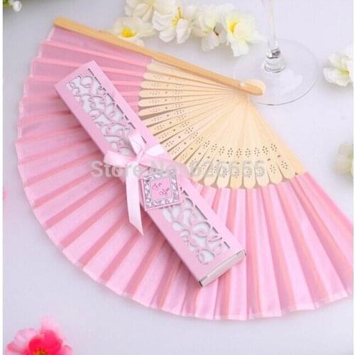 DHL Free Shipping 50 pcs Luxurious Silk Fan Wedding Gifts novelty wedding decoration soap bubble wedding favors