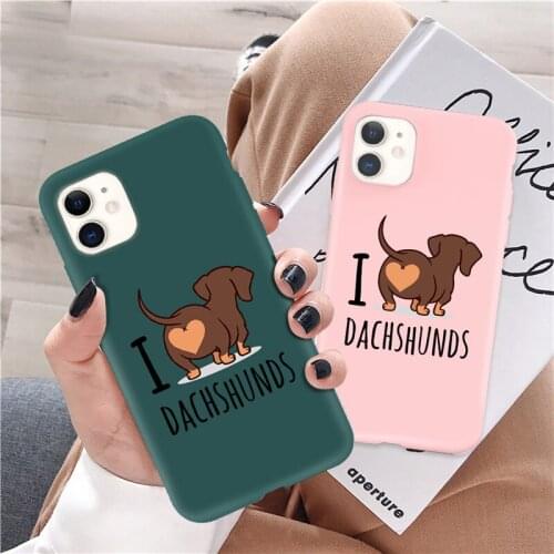 Ottwn Candy Color Dogs Pattern Phone Case For iPhone 11 12 Pro Max Mini X XR XS Max 7 8 Plus SE 2020 Soft TPU Silicon Back Cover