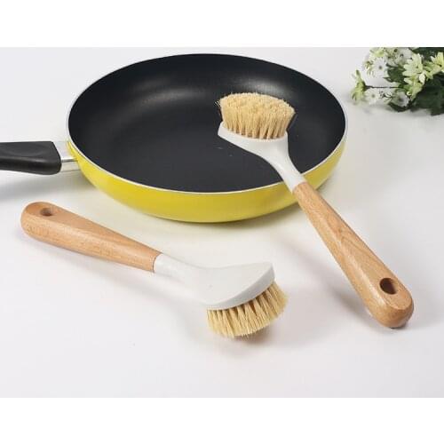 1pc Wooden Handheld Long Handle Pot Cooktop Washing Cleaning Brush for Pan Glass Dish Cup Sink Scourer Kitchen