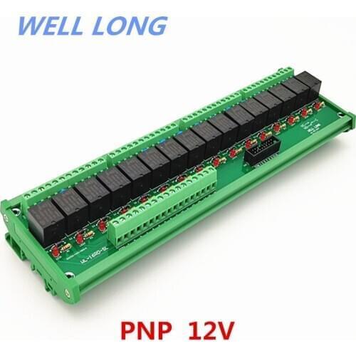 DIN Rail Mount 16 Channel PNP Type 12V 15A Power Relay Interface Module,HF JQC-3FF-12V-1ZS Relay