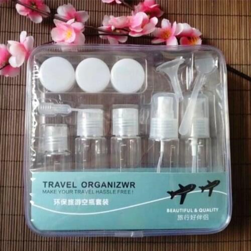 11pcs/Set Travel Blue Clear Makeup Cosmetic Face Cream Pot Bottles Plastic Transparent Empty Eyeshadow Make Up Container Bottle