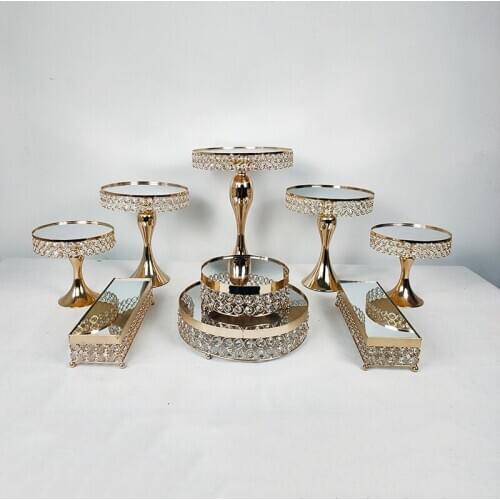 Metal cake stand mirror surface cake decorating tools cupcake wedding party talble
