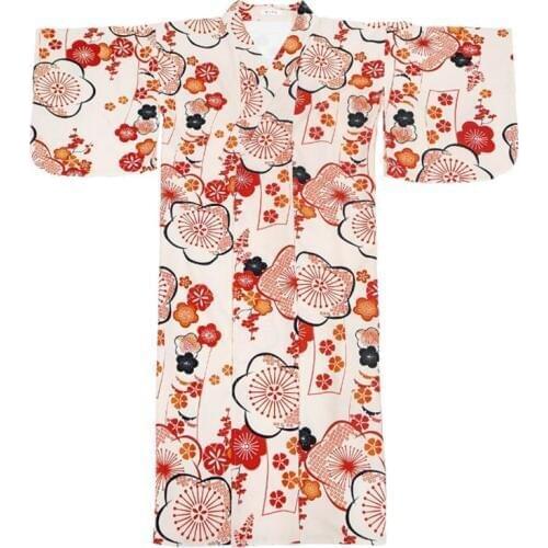 Kimono Outer Garment Bathrobe Costume Girl Long Dress V-neck Japanese Kimono Woman Orange Pink Dress