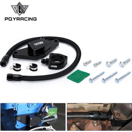 Coolant Bypass Kit With Braided Hose Line For 07.5-18 Dodge Ram All 6.7 6.7L Cummins & 03-07 5.9L Manual Diesel