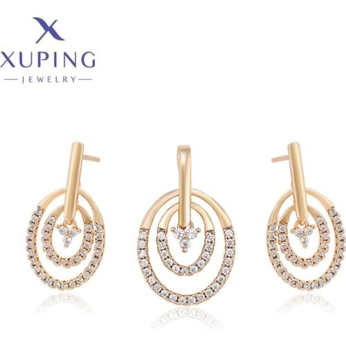 Xuping Jewelry Fashion Round Shaped New Arrival Gold Color Charm Jewelry Set Women Girl Party Gift S00113280