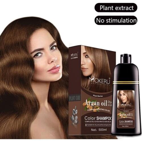 Natural Argan Oil Essence Instant Hair Dye Shampoo Instant Hair Color Cream Permanent Hair Coloring Shampoo Fashion Hair Color