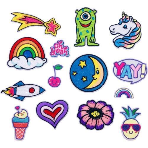 Ice Cream Rocket Rainbow Cloud Embroidery DIY Clothing Decoration Sticker Cowboy Shoes Bag Hat Patch Patch Iron On Patches