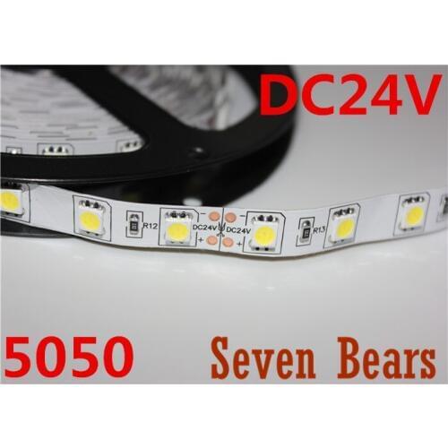 Non waterproof IP20 LED strip 5050 SMD DC24V flexible light 60LED/m,5m 300LED white / warm white / blue / RGB /red/green
