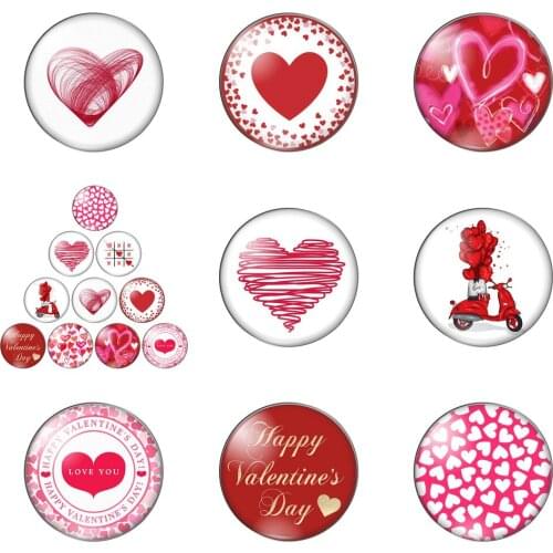 New Sweet Heart Love Valentines Day Round Photo Glass Cabochon Demo Flat Back Making Findings Handmade DIY Accessories