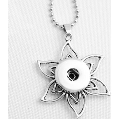 Flower snap button pendant Necklace NF8001 (fit 18mm 20mm snap)