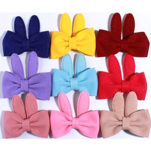 120PCS 10CM New Rabbit Ears Shape Hair Bows For Girls Headbands Big High Quality Fabric Made Boutique Hair Bow For Women Friend