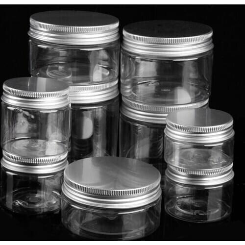 Transprarent Plastic Jar And Lids Empty Cosmetic Containers Makeup Container Box 30 / 40/ 50 / 60 / 80 / 100 / 120 / 200/ 250mm