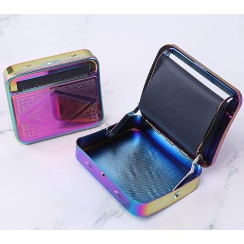 Rainbow Metal Rolling Machine Tobacco Roller Cigarette Case 70mm Manual Tobacco Roller Cigarette Rolling Machine For Smoking
