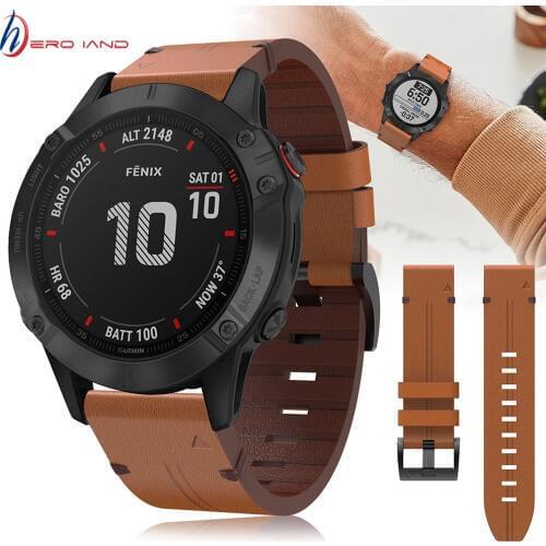 For Fenix 6 6 Pro Wristband 22mm Quick Fit Genuine Leather Watch Band Strap for Garmin Fenix 5/5 Plus/Forerunner 935/Instinct