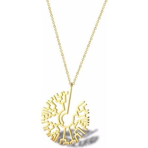 RIR Simple Stainless Steel Tree Of Life Phylogenetic Evolutionary Tree Necklace Golden Creature Evolution Jewelry Necklace