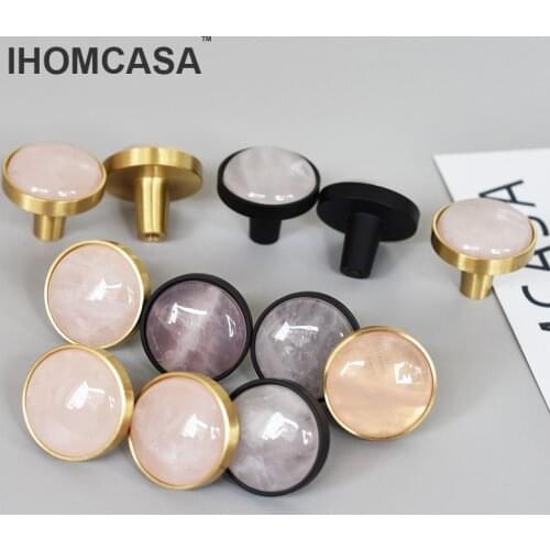 IHOMCASA 15 Colors Natural Semi-precious Brass furniture hardware pull handle cabinet wardrobe drawer cabinet door Knobs