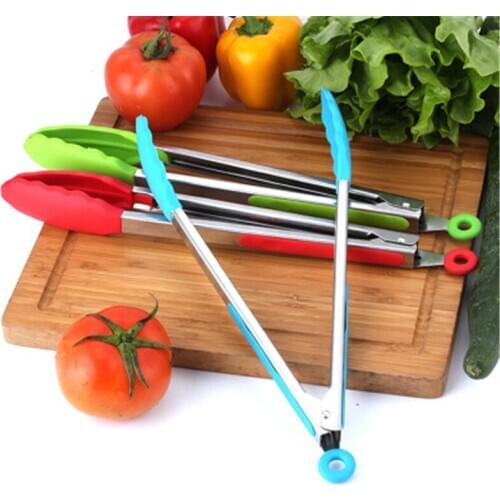 9 Inch Silicone Barbecue Grilling Tongs for Bread Salad Serving Food Clips BBQ Utensils Kitchen Cooking Tong Baking Pastry Tools
