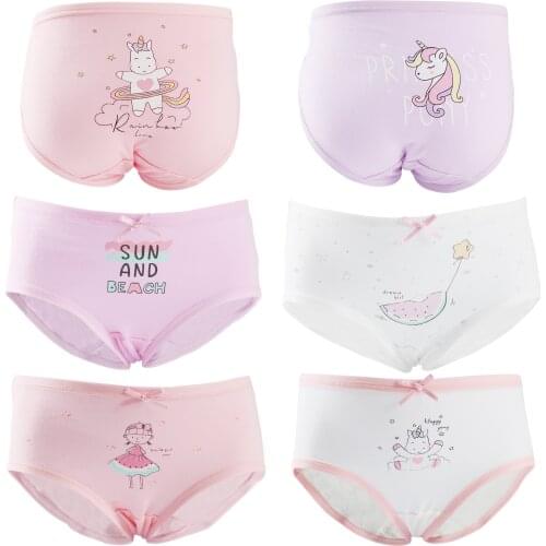Girls Panties 6 Pcs Cotton Boxers Kids Breathable Underwear Reusable Training Underpants Printed Children Cartoon Sleep Bottoms