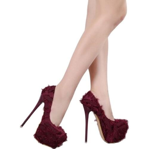 Ladies High Heels Stiletto Nightclub Sexy Platform Ladies High Heels Stitching Round Toe Single Shoes High Heels