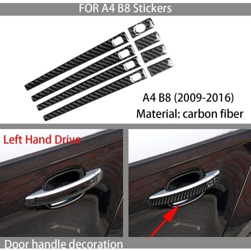 Carbon fiber car interior decoration, door handle panel decoration, Suitable For Audi A4 B8 A5 Q5 2009-2016 car stickers